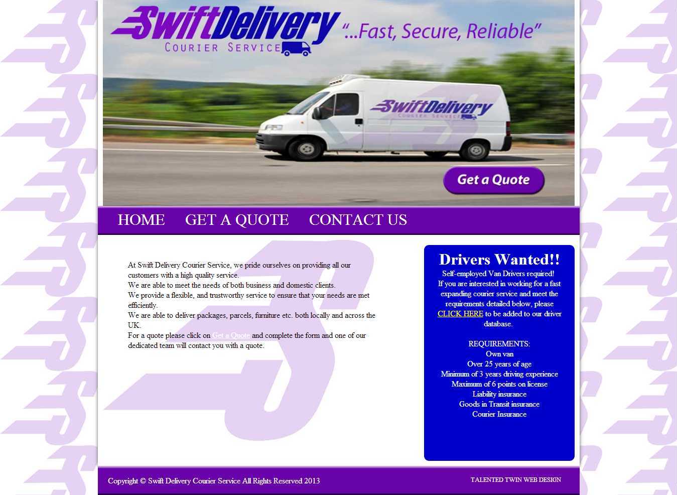 Swift Delivery Courier Service Homepage